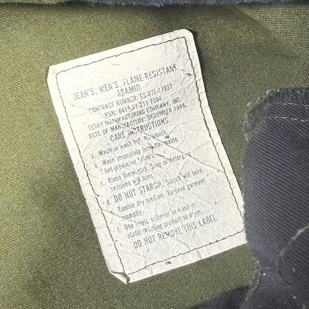 Vintage Wildland Firefighting Pants Men's 34x29 Aramid Green 1989 FSS - Picture 14 of 14